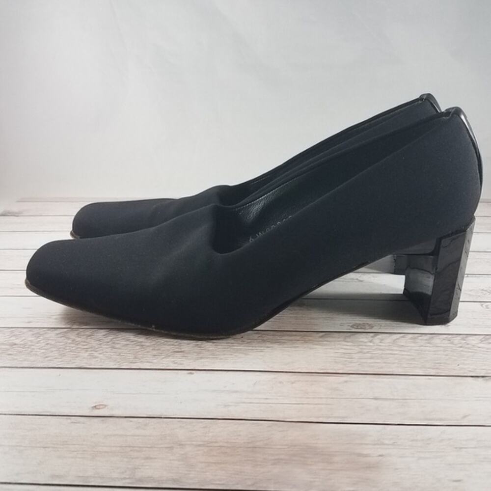 Stuart Weitzman square toe fabric block heel 8.5B - image 6